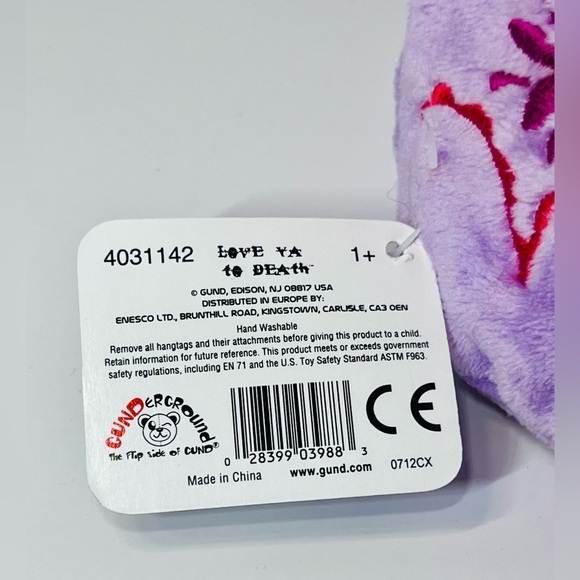 SUPER RARE Gund Gunderground Love Ya To Death Sugar Skull Plush - Picture 5 of 5